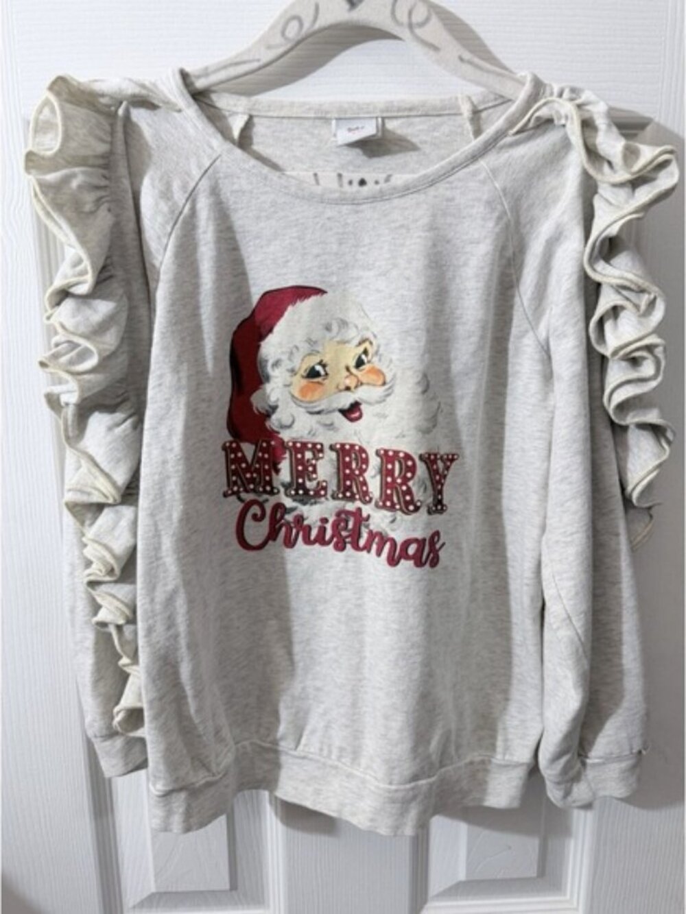 Girls Size Small Dash Of Glitter Christmas Sweater Ruffle Sleeves